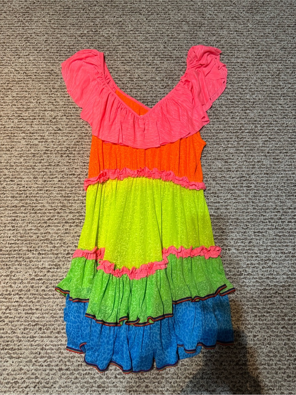 Pitusa Neon Pink Orange Lime Green Blue Ruffle Swim Coverup